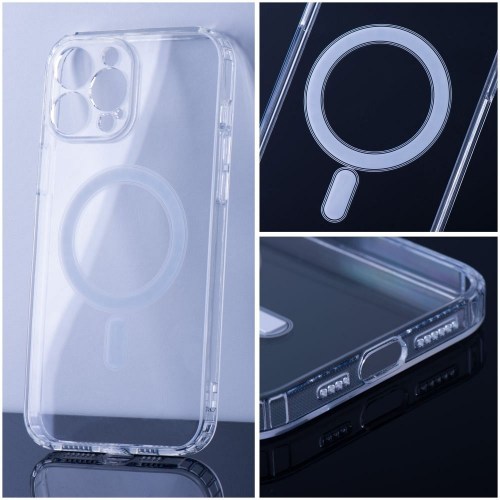 Capa Mag transparente com proteção de câmera compatível com MagSafe para iPhone 15 Pro