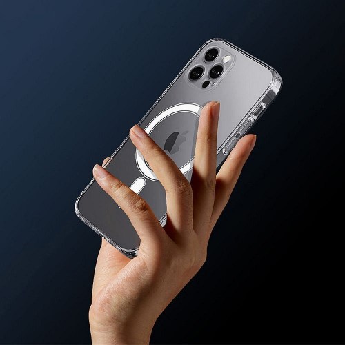 Capa Mag transparente com proteção de câmera compatível com MagSafe para iPhone 15 Pro