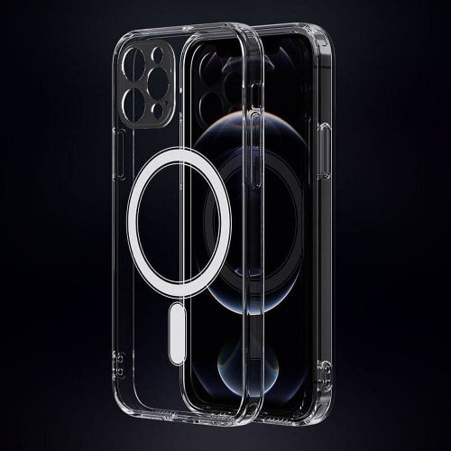 Capa Mag transparente com proteção de câmera compatível com MagSafe para iPhone 15 Pro