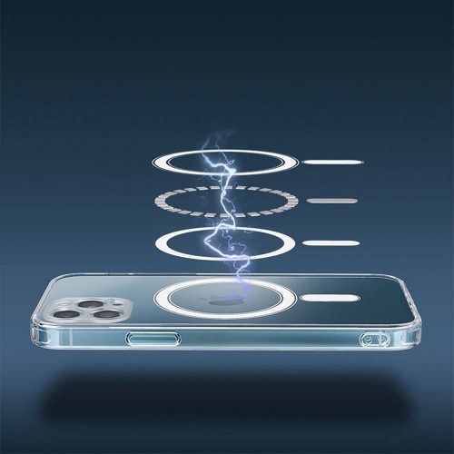 Capa Mag transparente com proteção de câmera compatível com MagSafe para iPhone 15 Pro