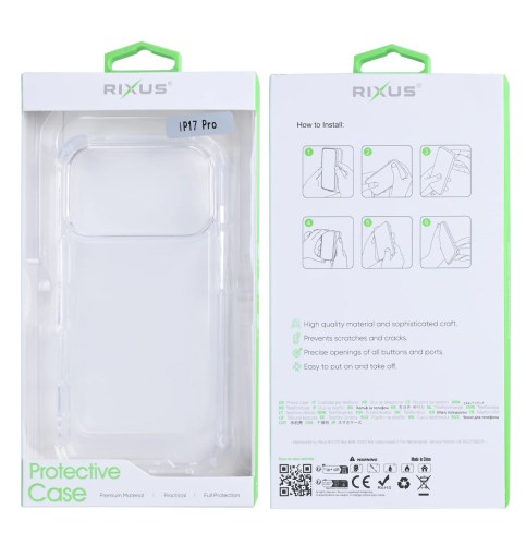 Capa Rixus Anti-Burst para iPhone 17 Pro Transparente