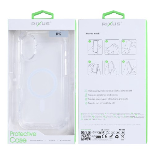 Capa Rixus Anti-Burst com MagSafe para iPhone 17 Transparente