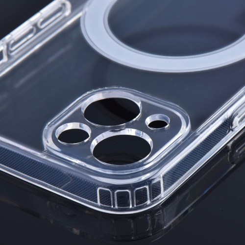 Capa Mag transparente com proteção de câmera compatível com MagSafe para iPhone 15 Plus