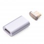 Adaptador micro USB a micro USB macho magnético em cinza prata