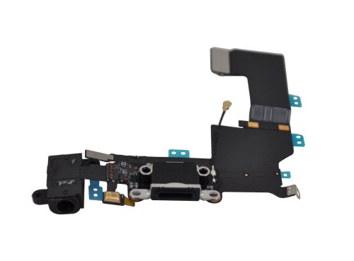 Flex com conector de carga, microfone, auscultadores para iPhone 5S preto