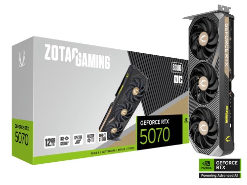 Placa Gráfica ZOTAC GAMING GeForce RTX 5070 SOLID OC 12GB GDDR7 Reflex 2 RTX AI DLSS4